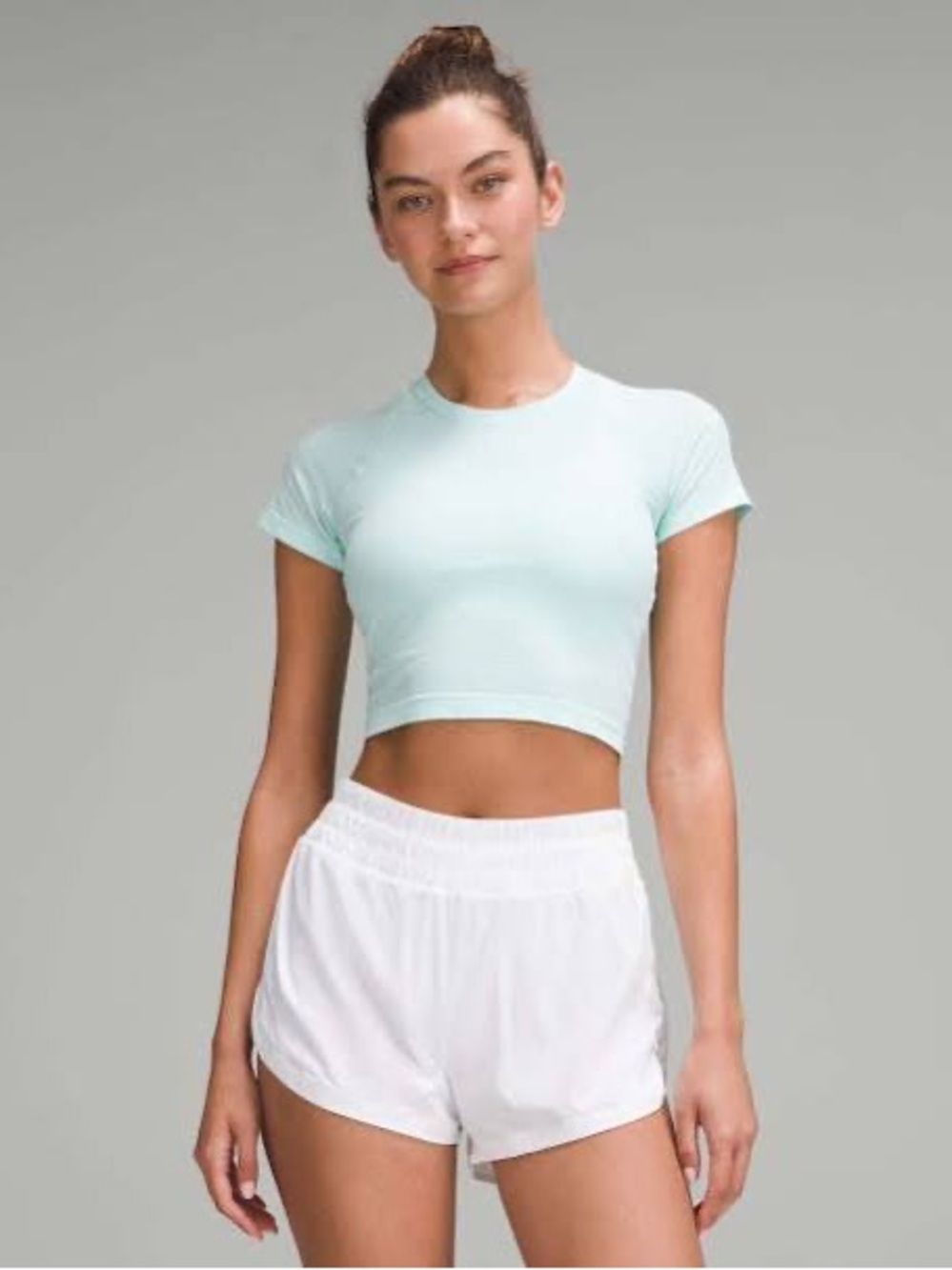 lululemon athletica Light Aqua Cropped Crew Tee